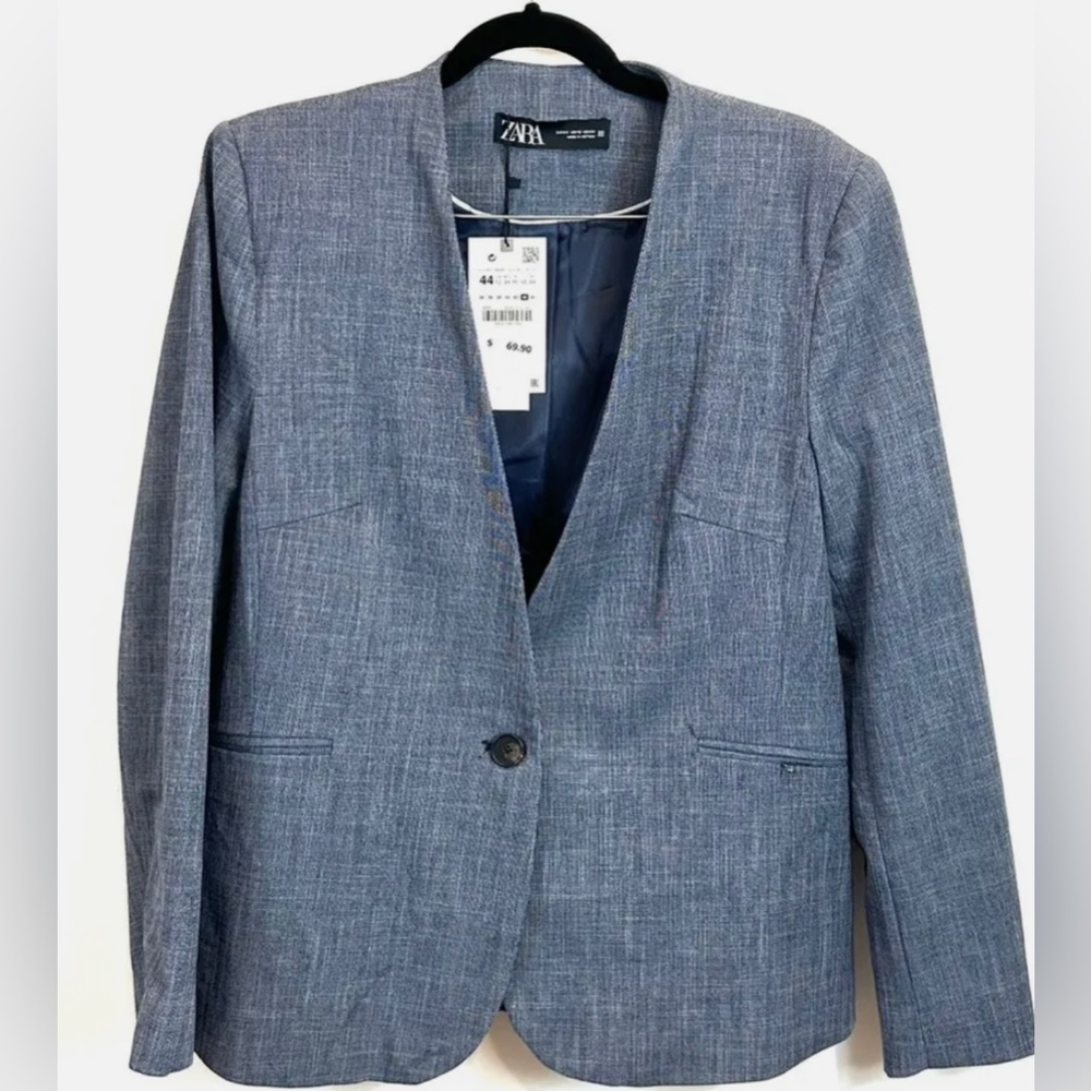 NWT Zara Basic Linen Blazer Jacket,  Size 2